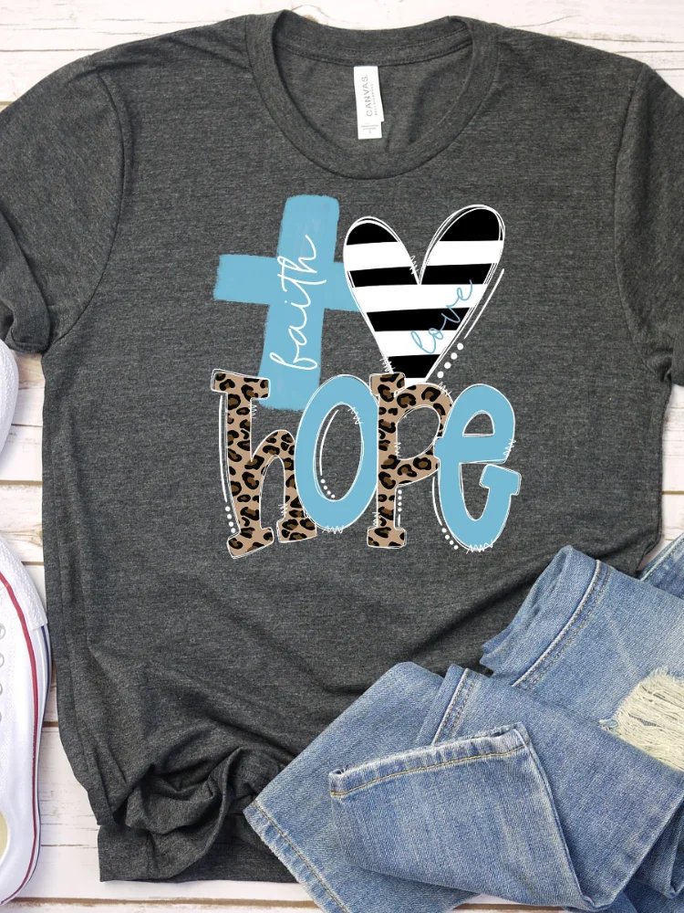 Faith Love Hope Printed Short Sleeve T Shirt