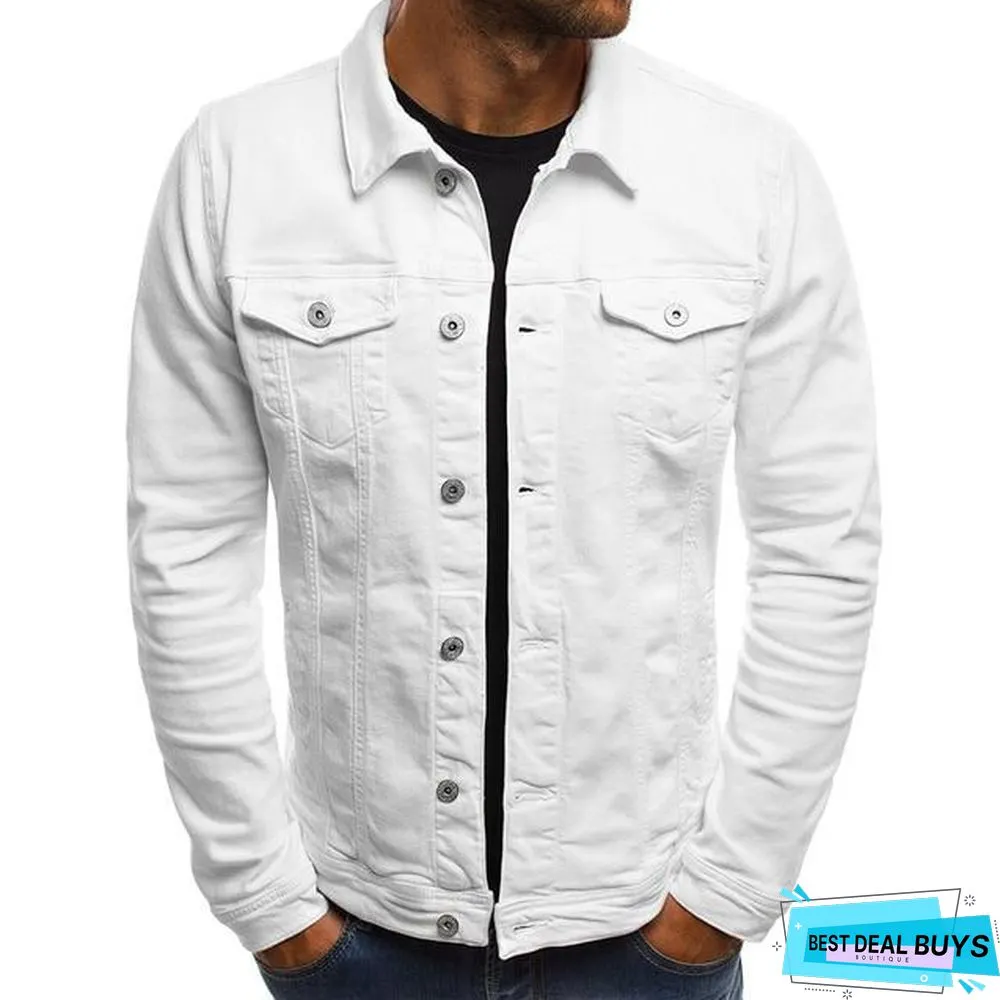 Men's Pure Color Casual Fit Jacket Long Sleeve Bomber Jacket Male Outwear Overcoat Slim Coat
