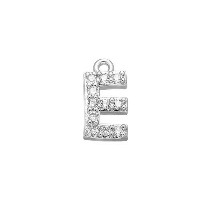 1 Piece 925 Sterling Silver Zircon 22K Gold Plated Rhodium Plated Letter Pendant Charms