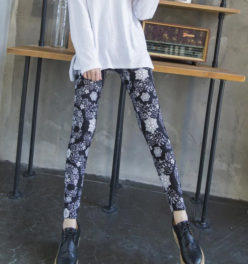 CUHAKCI Printing Women Leggings Gym Sportswear Female Ankle Length Floral Pencil Pants Fitness Leggins Strech Legging