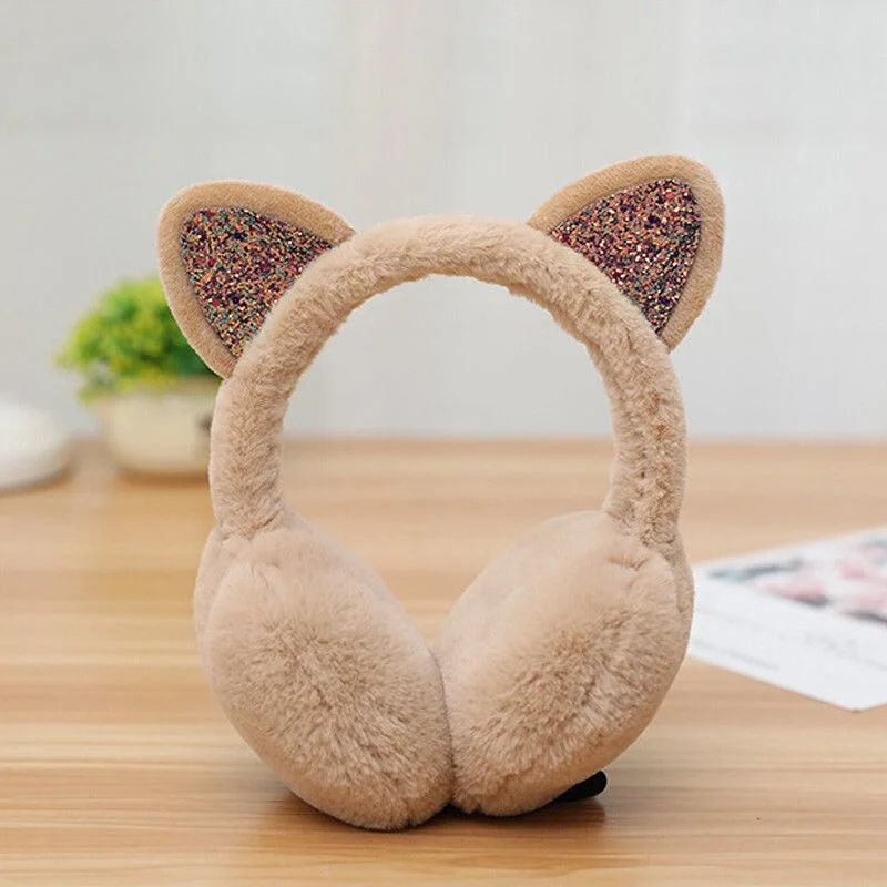 Girl Winter Cat Ear Earmuffs Fur Warm Women Ear Protect Cute Faux Soft Fluffy Ladies Earcap