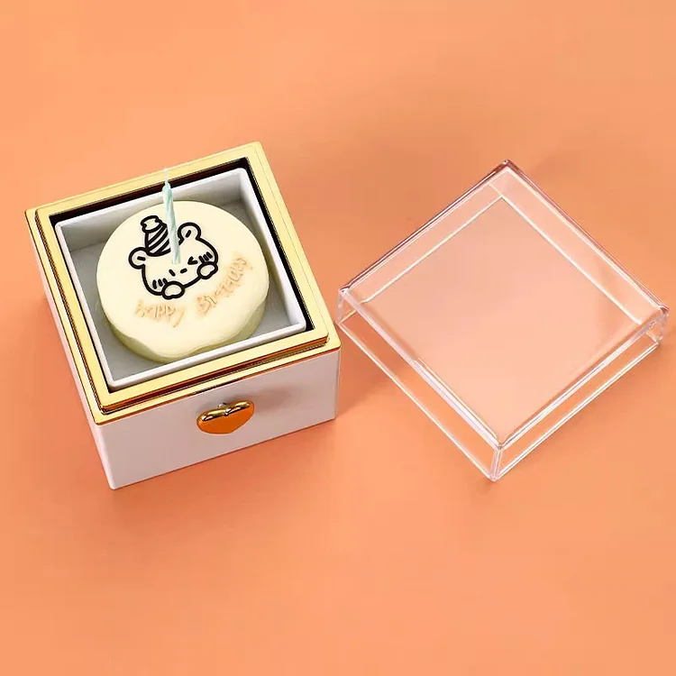 Creative Cute Bear Cake Rotating Ring Box