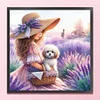Girl Printed Cross Stitch Kit 40x40cm DIY 11CT Embroidery Craft Set Home Decor