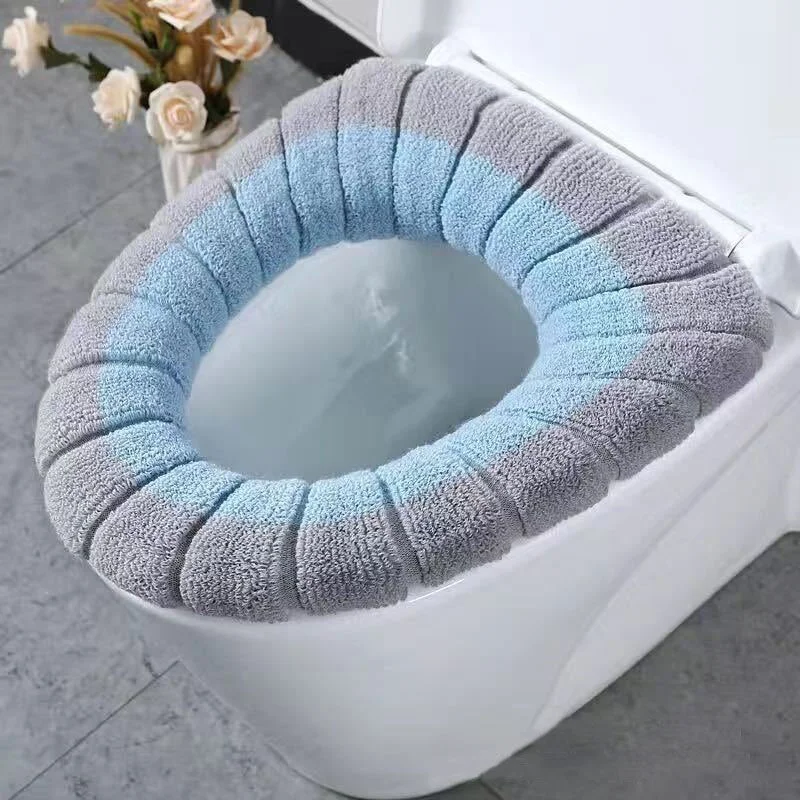 Toilet Seat Cover Mat Bathroom Winter Warmer Toilet Pad Cushion with Handle Thicker Soften Washable Closestool Warmer Accessory