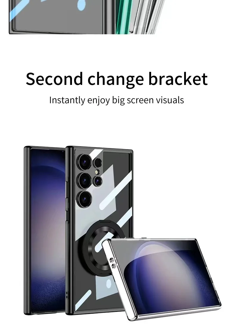 Environmental Friendly Ultra Thin PC Shockproof Phone Cover Transparent Magnetic Phone Case for Samsung S24 Plus S24 Ultra