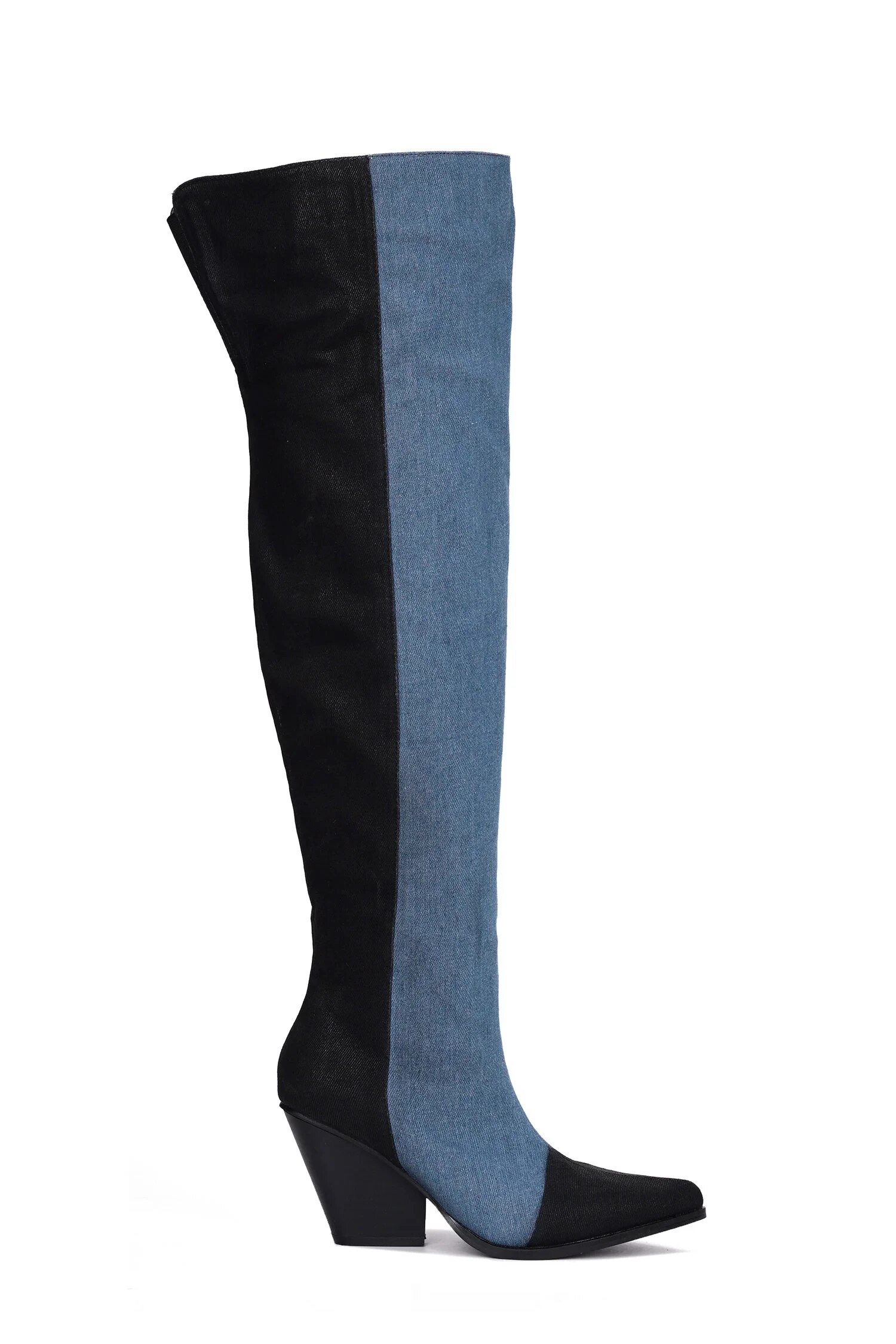 VCSHOES Women Jeans Over The Knee Boots Tassels Western Cowboy Boots Pointed Toe High Heels Shoes Roman Female Long Boot Botas