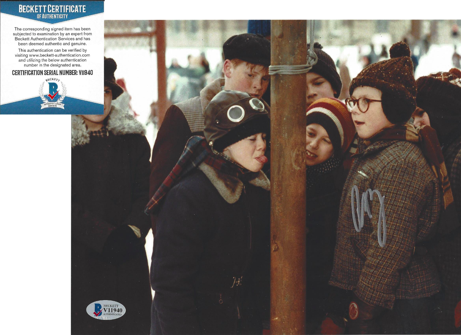 PETER BILLINGSLEY SIGNED A CHRISTMAS STORY RALPHIE 8x10 Photo Poster painting 3 BECKETT COA BAS