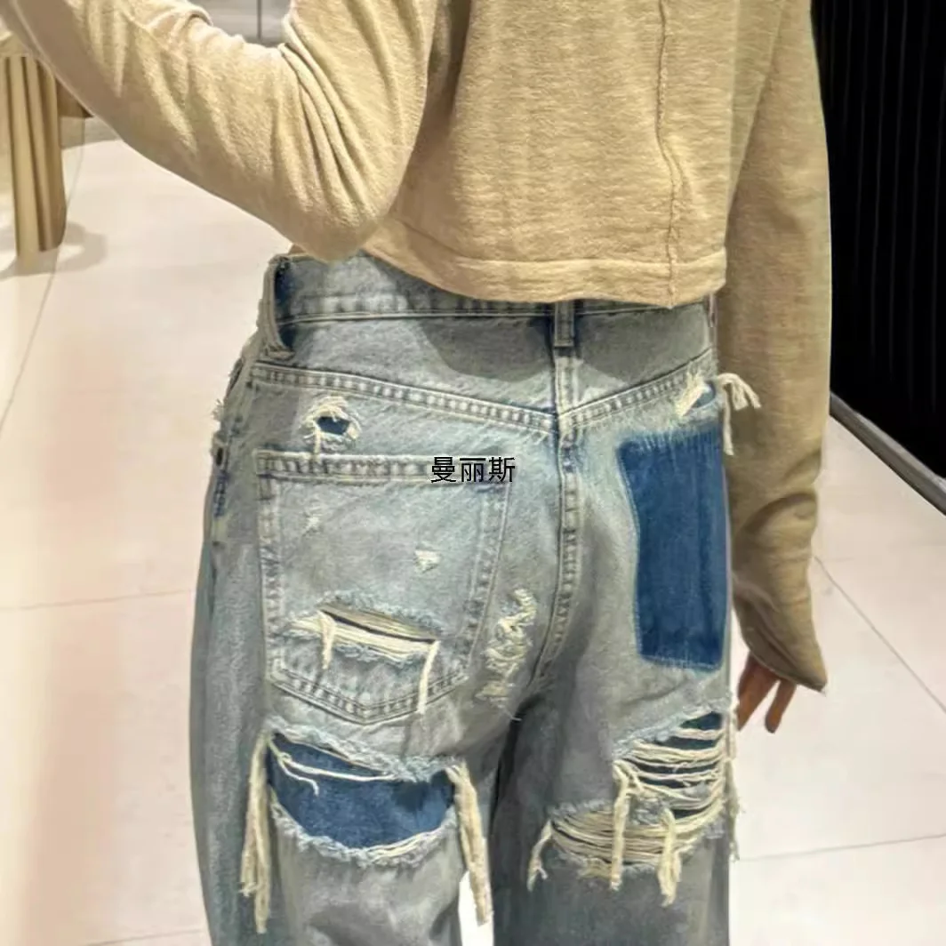 Nigikala Nigikala Blue Low-Rise Straight Tube Trousers Jeans Women's Small 2025 New Spring