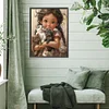 Diamond Painting -DIY Round Drill Girl with Pet Character(35x45 CM)