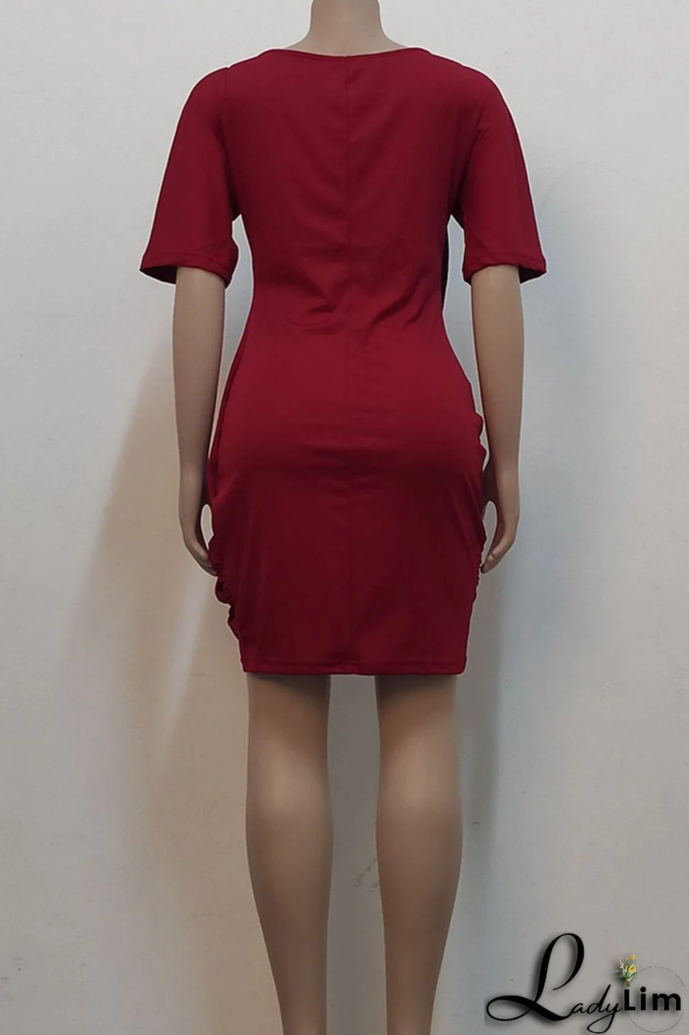 Black Casual Solid Split Joint Asymmetrical O Neck One Step Skirt Dresses