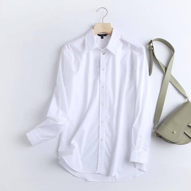 Withered England Style Office Lady Simple Fashion Poplin Solid White Blouse Women Blusas Mujer De Moda Shirt Women Tops