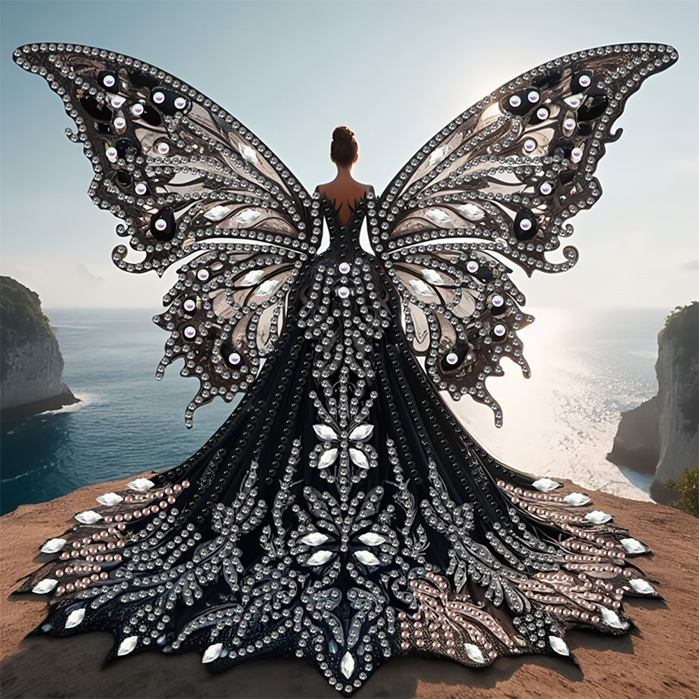 Girl With Angel Wings 30*30cm(canvas) special shaped drill diamond painting