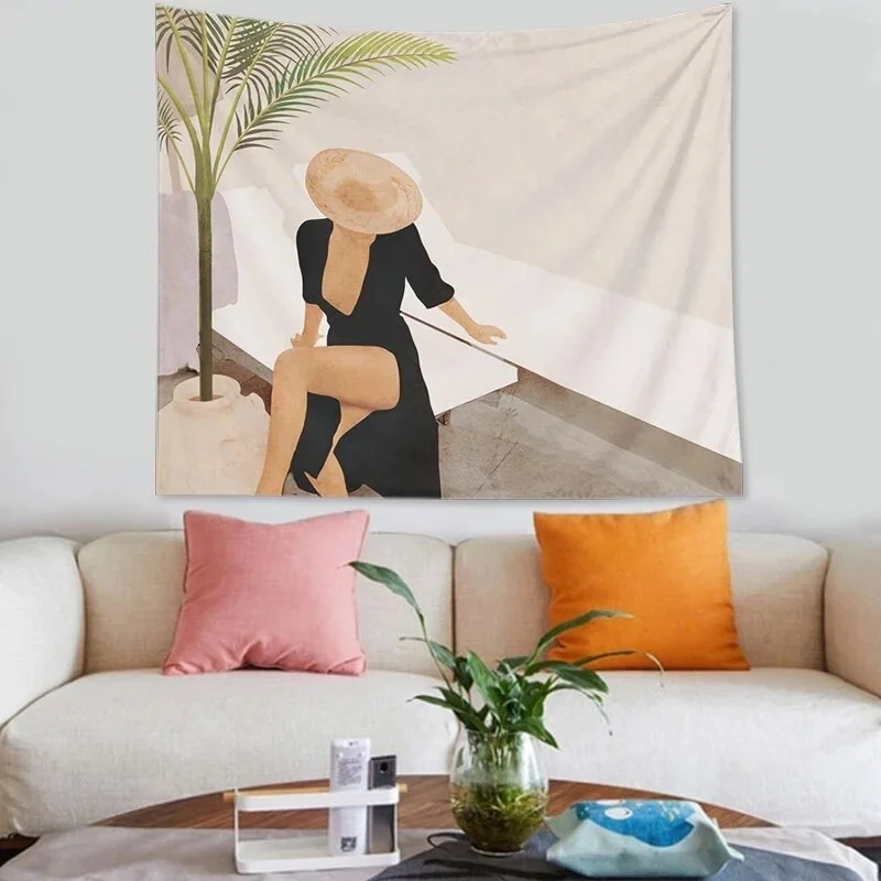 Abstract  nordic Geometric Tapestry Tropic Modern Art Brown Wall Hanging ins Tapestry Decorative Tapestry For Home Decoration