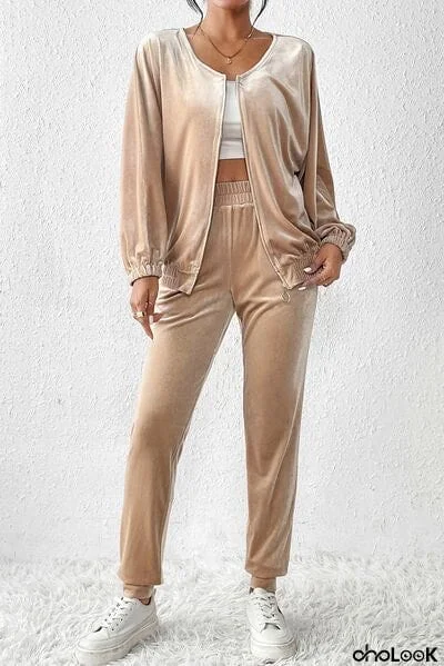 Zip Up Top and Pants Set