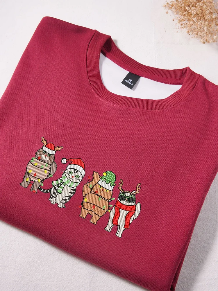 Custom Farm Animal Christmas Sweatshirts - Christmas Cartoon Style