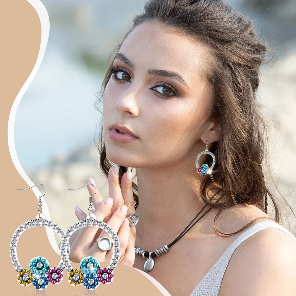 8Pairs Double Sided Diamond Painting DIY Earring Making Kit for Women Girls