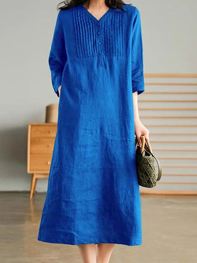 Casual Cotton And Linen Dress