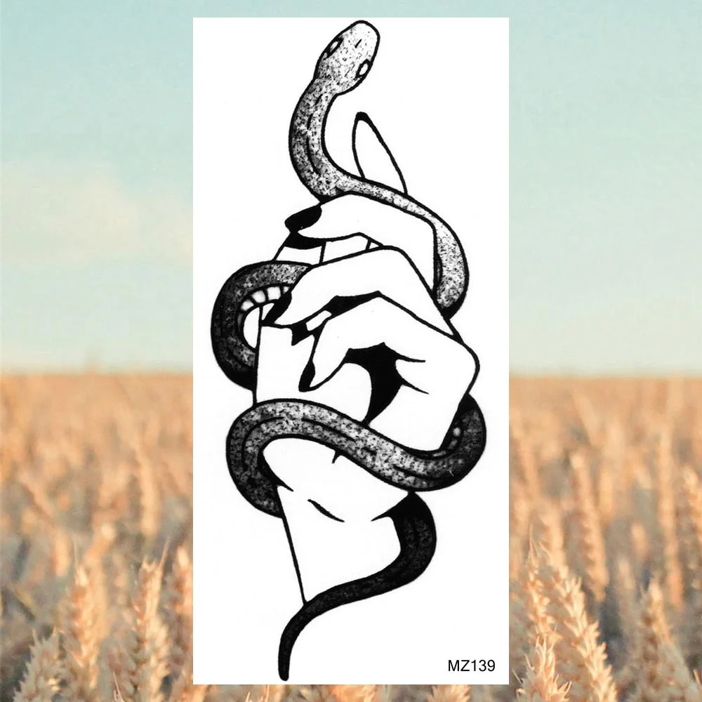 Black Lion Fashion Calf Temporary Tattoos For Women Adult Men Lion Geometric Owl Fake Tattoo Realistic Body Art Decoration Tatoo