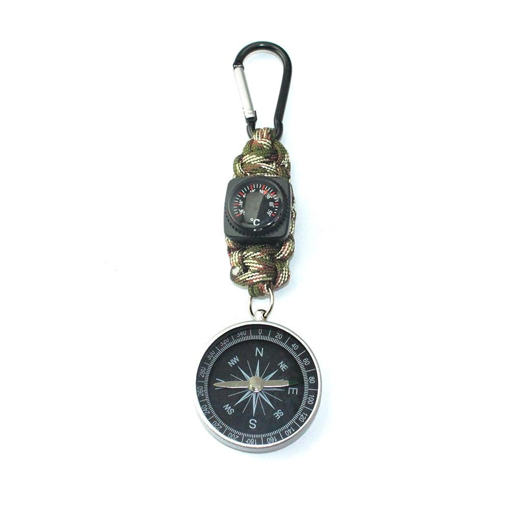 High Precision Compass Thermometer Umbrella Cord Keychain tacday