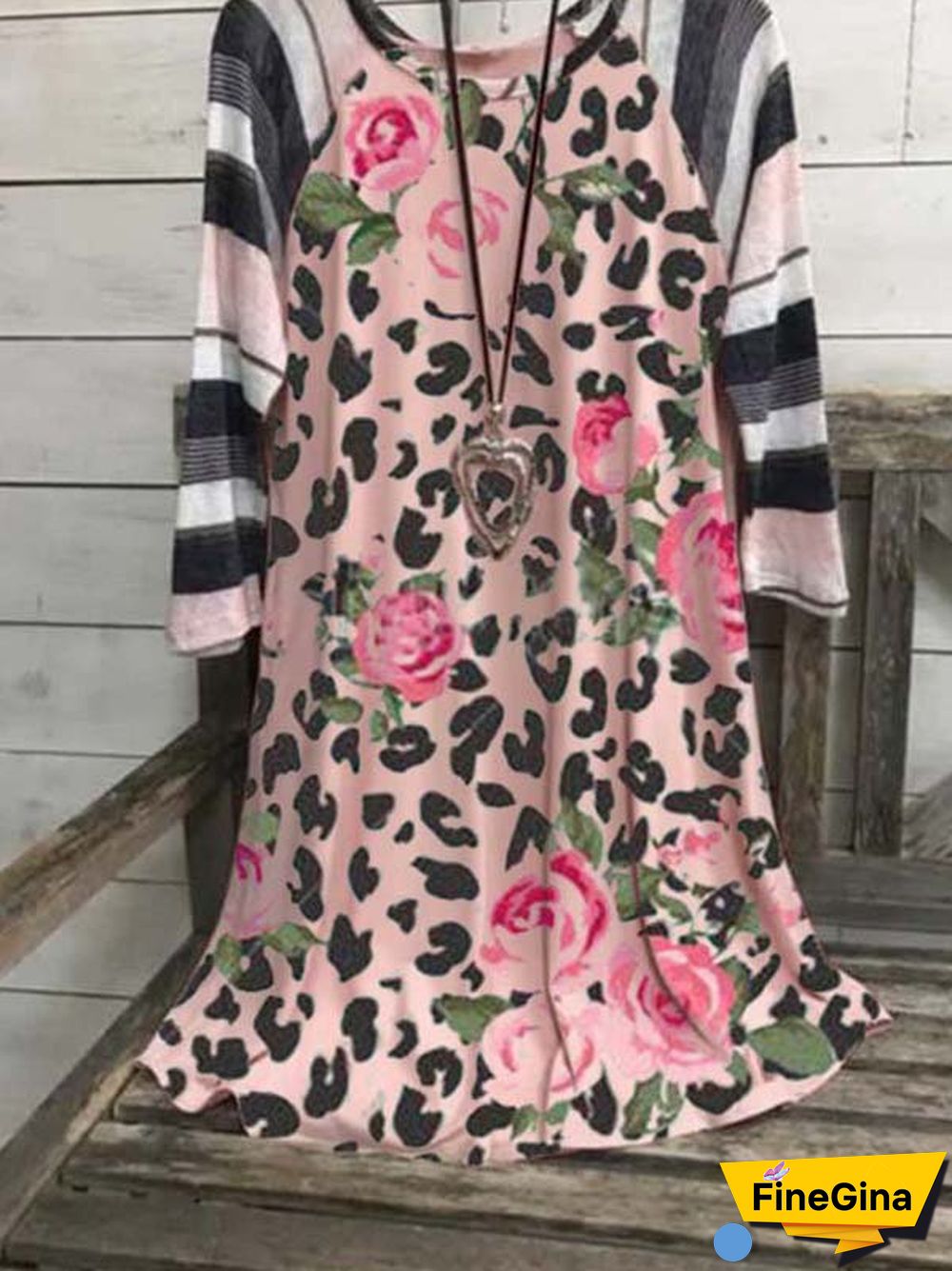 Crew Neck Long Sleeve Cotton-Blend Floral-Print T-shirt