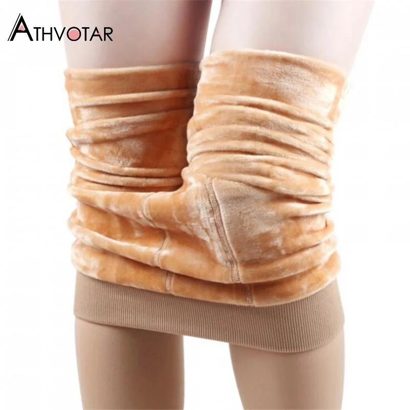 ATHVOTAR Leggings Women Winter Warm Thick Velvet Leggings Thermal Slim Elastic High Waist Casual Leggings Women