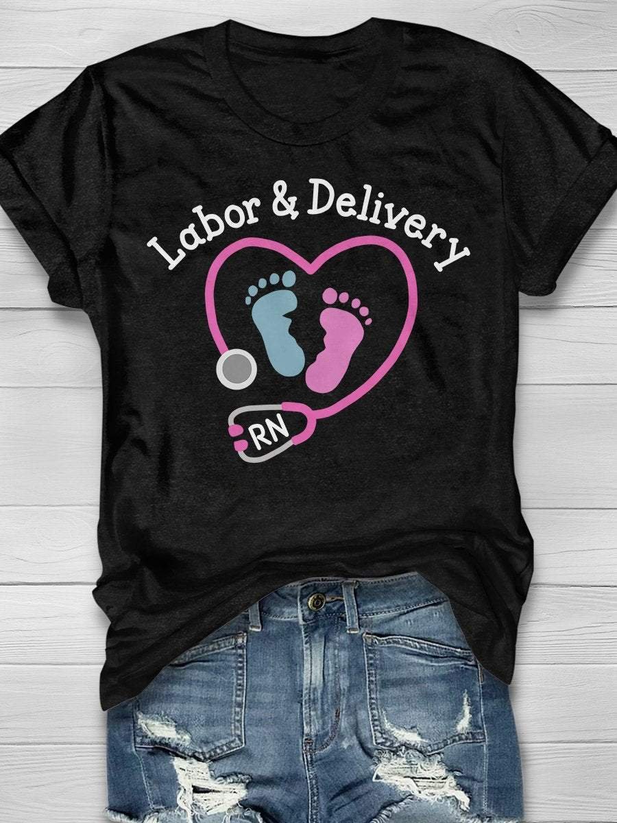 Labor And Delivery Nurse Print Short Sleeve T-shirt