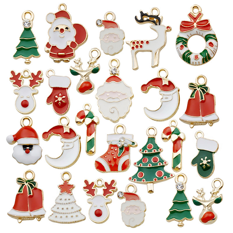 Tegooe Random Mix Christmas Enamel Charms - DIY Jewelry Making Accessories