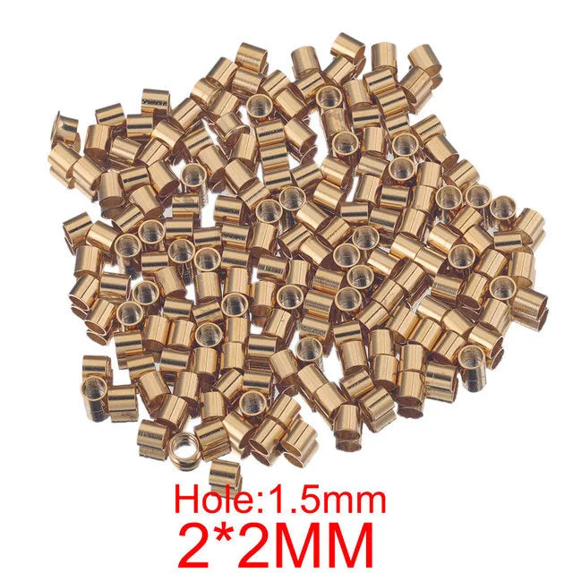 200 Pieces/Package 1.5*1.5Mm 2.5*2.5Mm 2*2Mm Hole 1~1.9Mm Hole 2~2.9Mm 304 Stainless Steel Solid Color Polished Positioning Tube