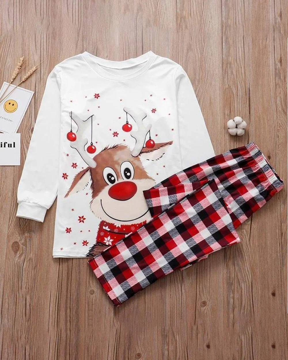 Reindeer Christmas Family Plaid Pajama with dog