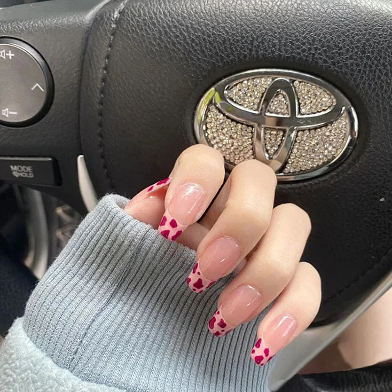 24pcs/set Acrylic Fake Nails Full Cover False Nail Art Tips 10 Sizes Fashion Designs With Nail Adhesive Sticker Coffin Nails-Nail Inspo