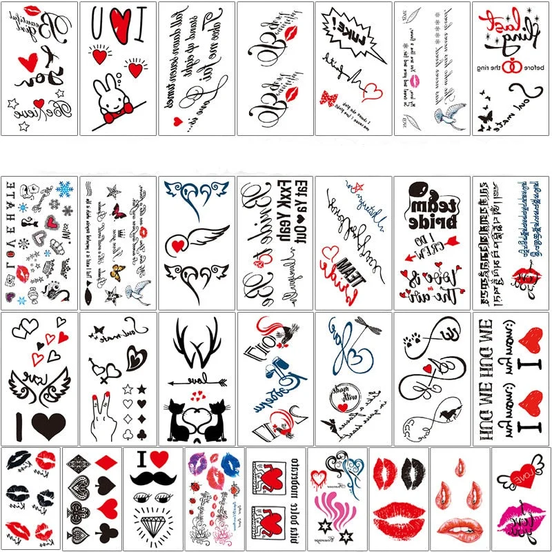 30PCS/Lot Sexy Fake Sketchs Flowers Tattoo for Woman Hands Arm Body Waterproof Temporary Tattoos tatouage temporaire femme