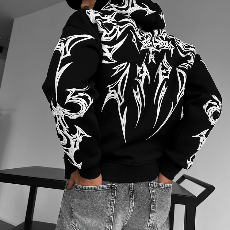 Unisex Oversize Mafia Tribal Black Hoodie