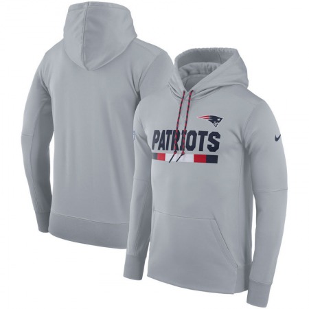 Men's New England Patriots  Gray Sideline Team Name Performance Pullover Hoodie