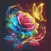 Diamond Painting -5D Full Round Drill Neon Rose Butterfly(40x40cm-Box Packagin)
