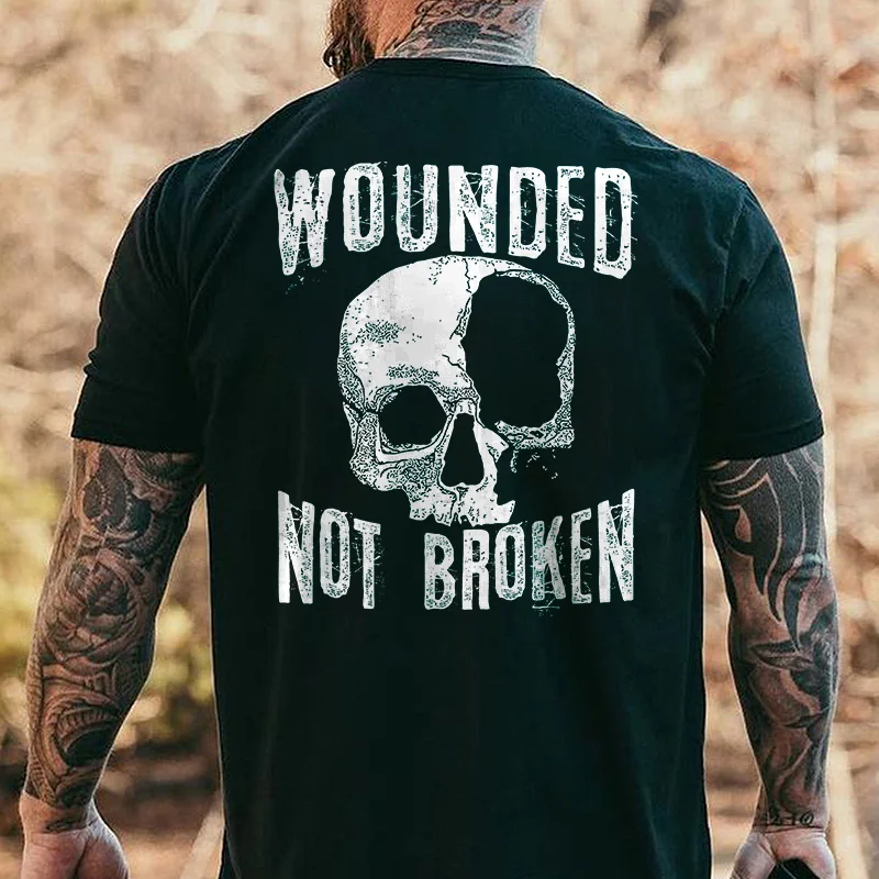Livereid Wounded Not Broken Printed Skull Men's T-shirt - Livereid