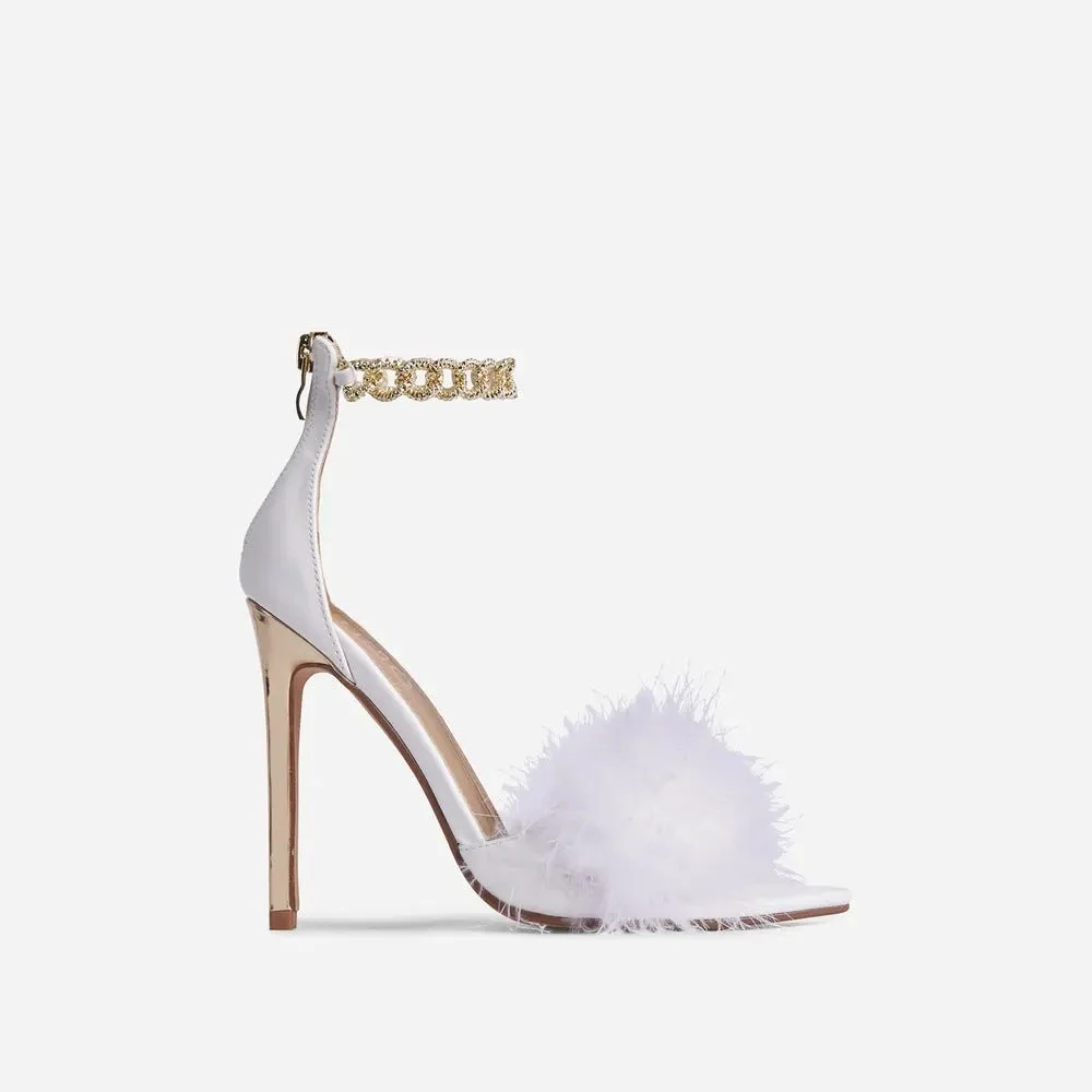 High Heels Hair Ball Pointed Stiletto Sandals