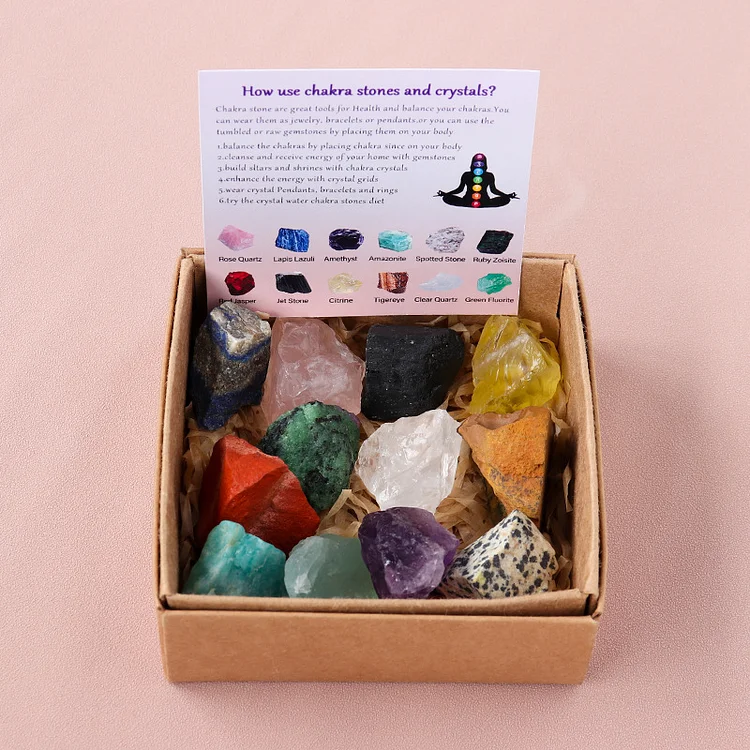 Olivenorma Natural Stone 12 Kinds Of Rough Crystal Set