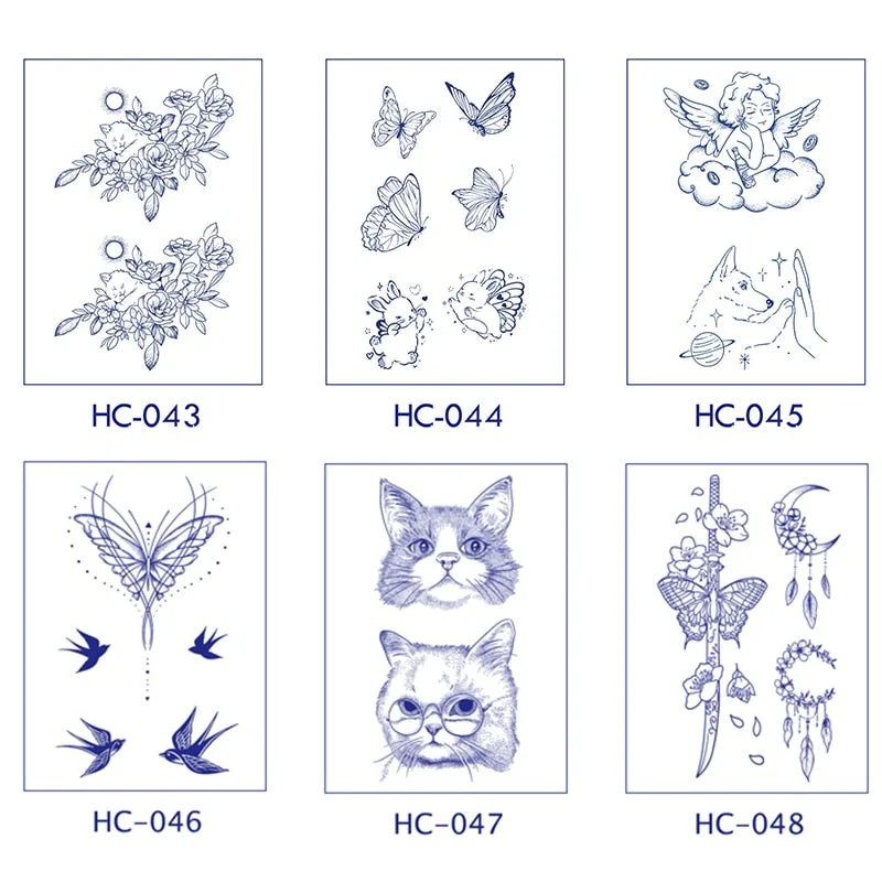 Flower Butterfly Animal Art Festival Comic Text Waterproof Full Body Arm Natural Temporary Tattoo For Men and Women