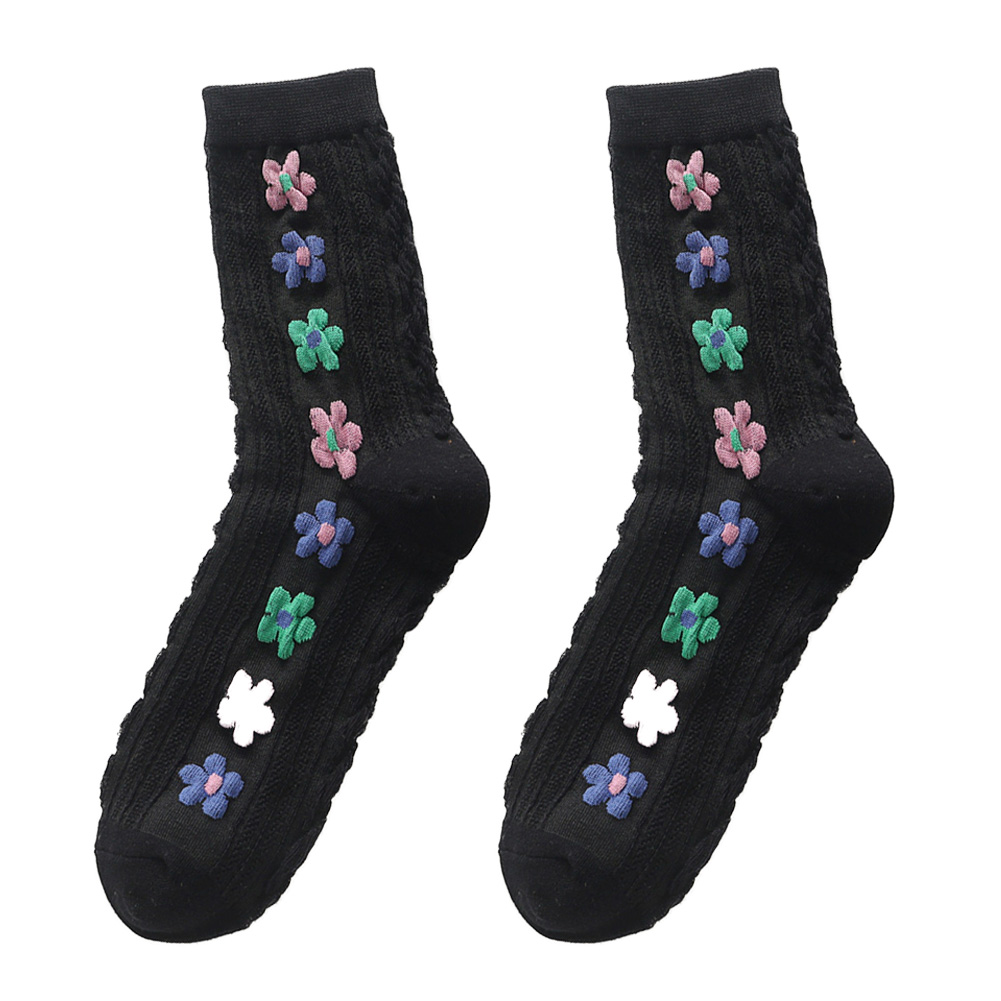 

Vintage Flower Print Women Socks Elastic Autumn Warm Cotton Pile Heap Socks, 501 Original