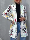Fashion Graffiti Printed Buttoned Long Sleeve Urban Blazer Outerwear
