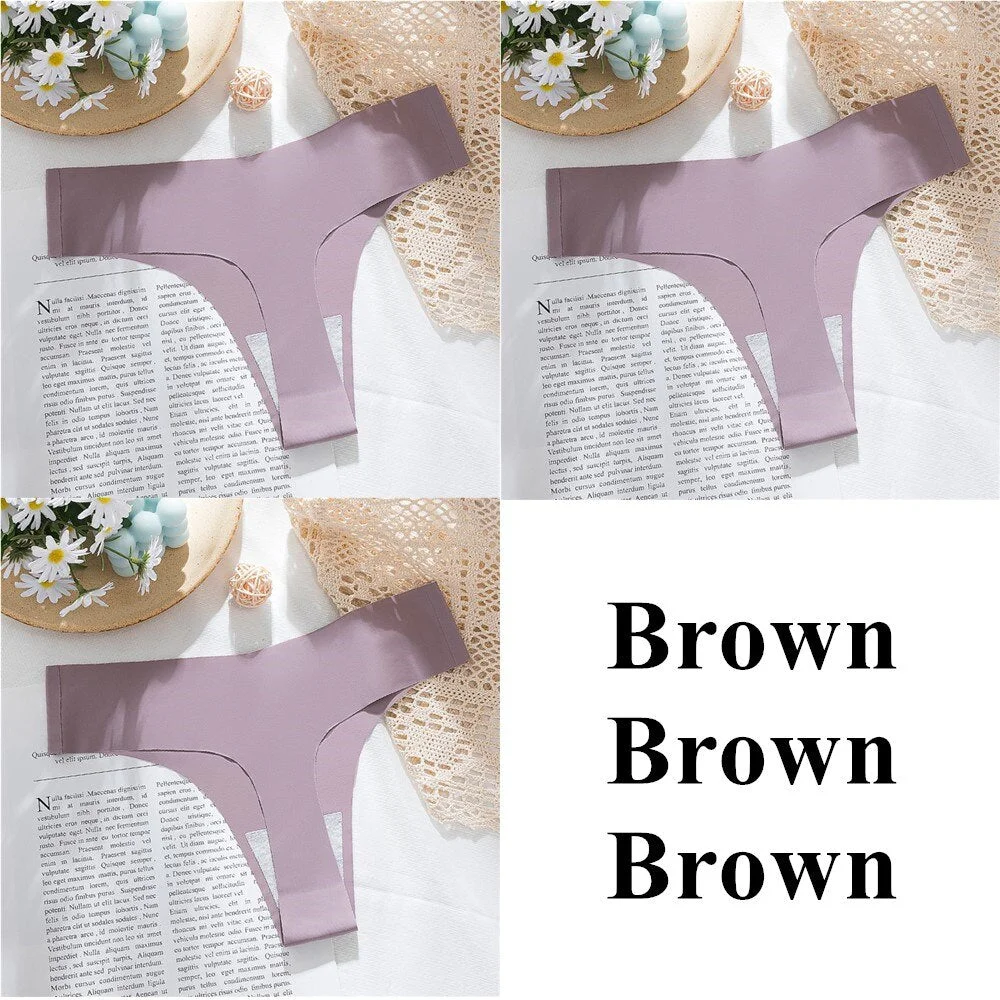 3Pcs New Ice Silk Thong Sexy Panties Seamless G String Underwear Women Low-Rise Thongs Women Lingerie Bikini T Back Underpants