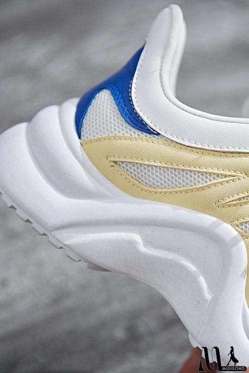 MidiSono - Chunky Mesh Two Tone Lace Up Sneakers