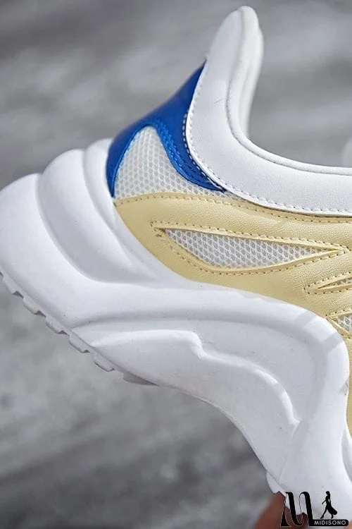 MidiSono - Chunky Mesh Two Tone Lace Up Sneakers