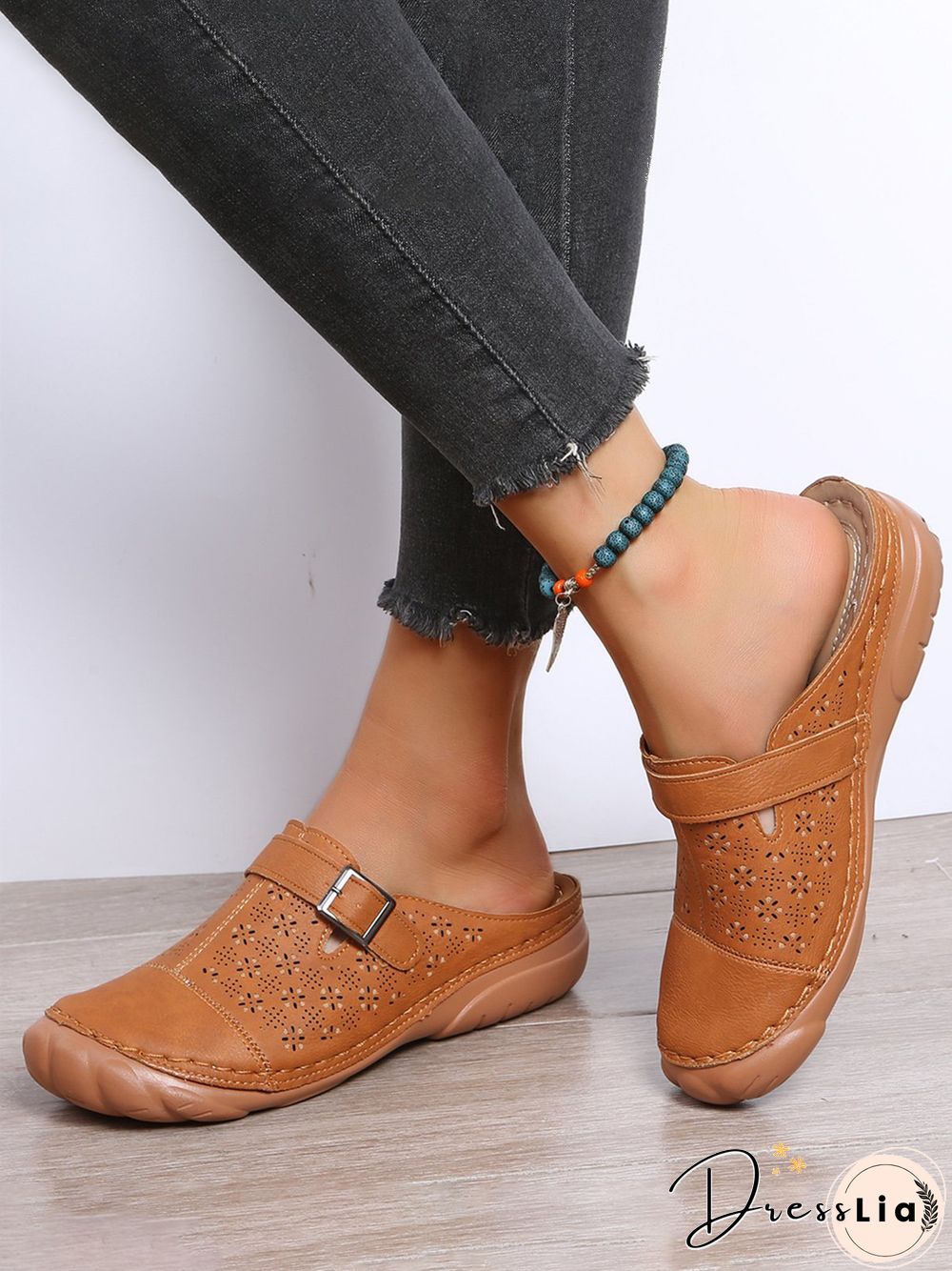 Floral Cutout Breathable Casual Comfort Mules