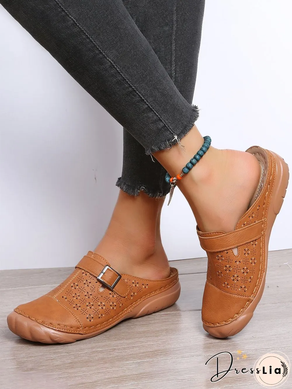 Floral Cutout Breathable Casual Comfort Mules