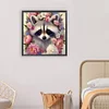 >SALE<5D DIY Full Round Drill Diamond Painting Raccoon Flowers Kit Decor 30x30cm