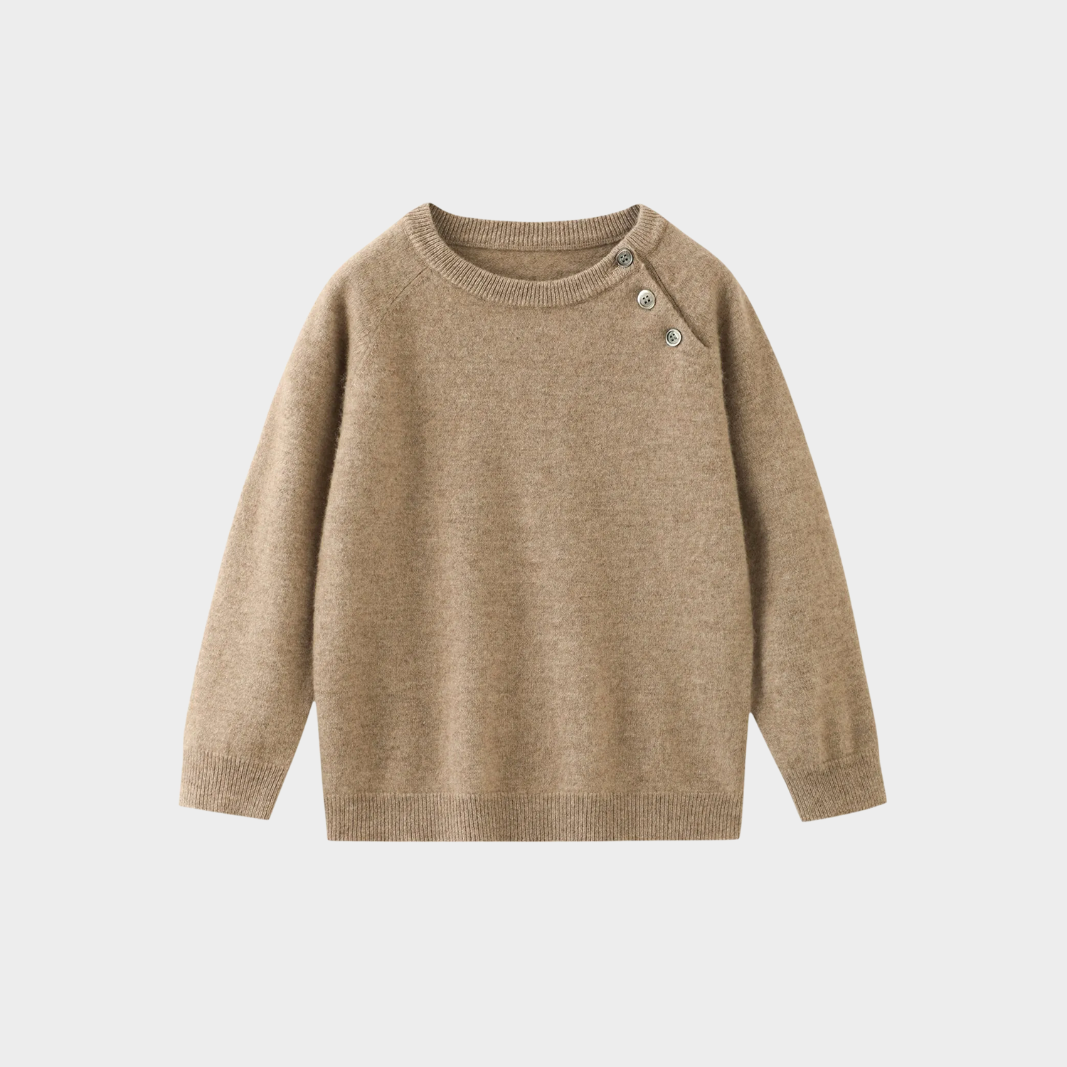 Kids' Drop-Shoulder 3-Button Cashmere Sweater REAL SILK LIFE