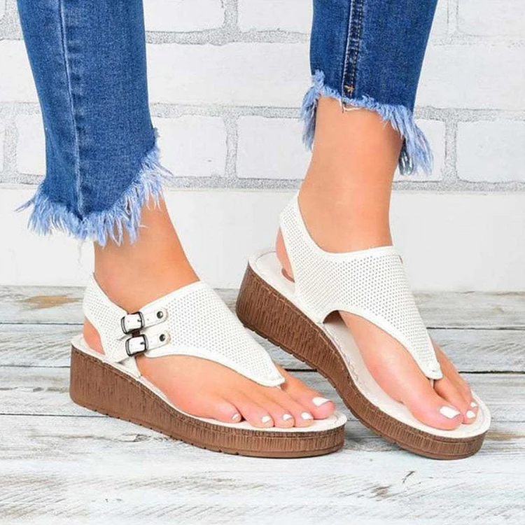 Fashion Comfortable Hollow Split Toe Wedge Sandals Shoe  Stunahome.com