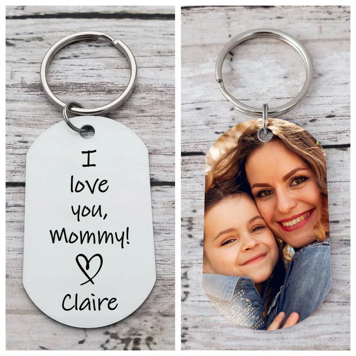 Personalized Photo Keychain I Love You Mommy Keyring Mothers Day Gifts