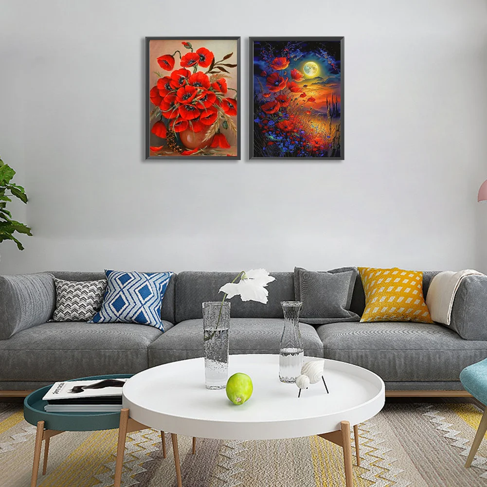 2pcs Diamond Painting - Full Round Drill - Poppy(Canvas|30*40cm)